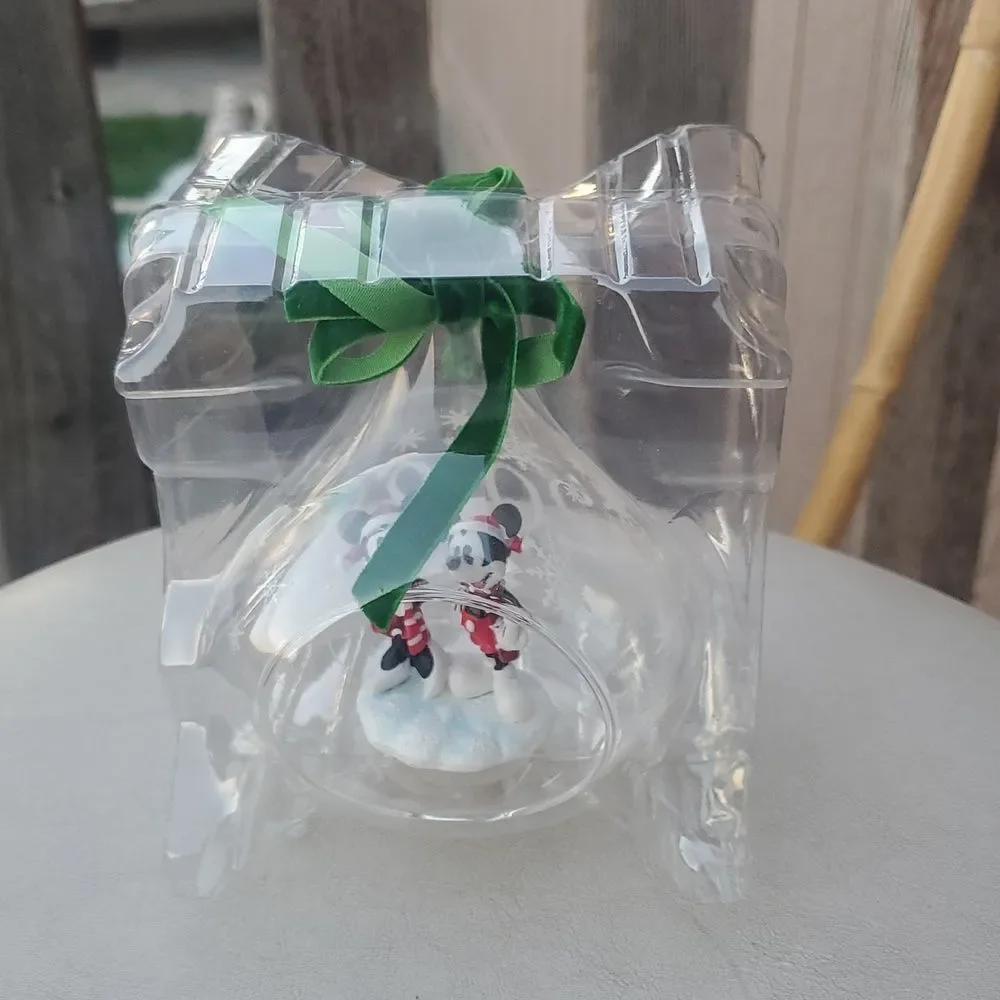 Disney 2019 Mickey Minnie Glass Globe Sketchbook Christmas Ornament w/ Box